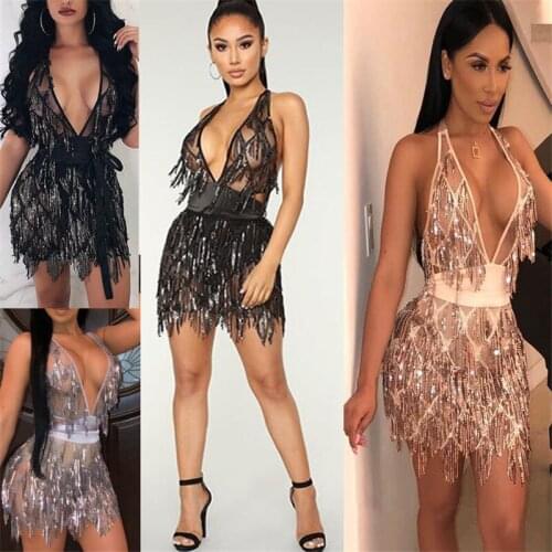 2021 Summer Womens New Sequin Stitching Sexy Nightclub Dress Open Back Suspender Wrapped Skirt Fashion Dinner Two Piece Dress