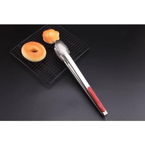 1PC 9 inch 12 inch 14 inch Kitchen Cooking Salad Serving BBQ Tongs Stainless Steel Plastic Handle Utensil PM 007