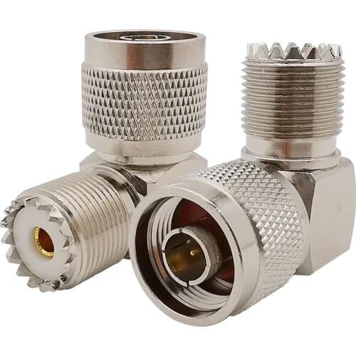 1Pcs Silver UHF SO239 SO-239 Female Jack to N Male Plug 90 Degree Right Angle RF Coaxial Connector Adapter Converter