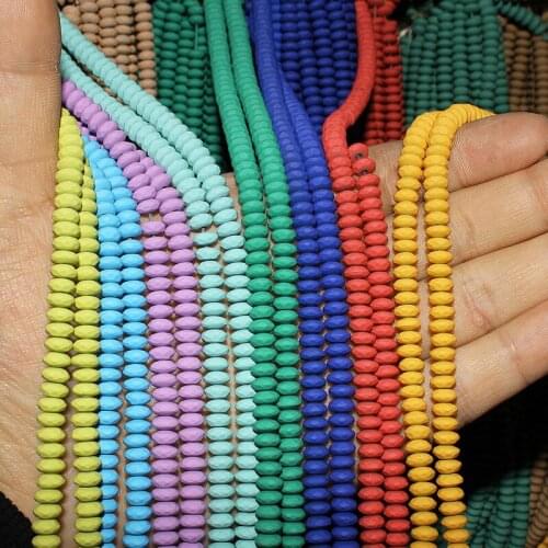 2~8mm Natural Stone Hematite Round Flat Section Beads Candy Colors Matte Jewelry Making DIY Necklace Bracelet Accessories 15