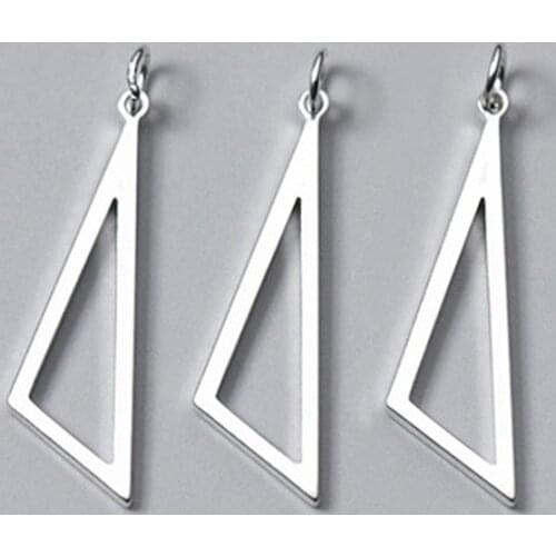 2pcs 925 Sterling SilverWomen Simple Triangle Shape Charms 925 Silver Geometry Thin Dangle Pendants DIY Fancy Jewelry Findings
