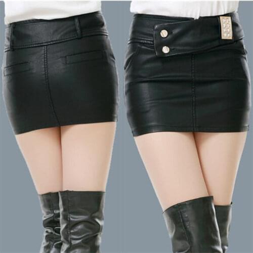 2020 fashion all-match high waist pu tight-fitting hip small leather skirt short sexy skirt