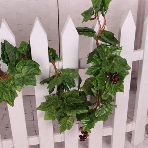 5x Vivid Artificial Plants Wired Silk Grape Vine Fake Fruit Rattan with Grape Home Garden Decor Party Stage Supplies Photo Prop