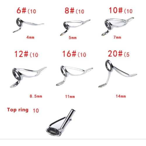 65Pcs/Box Double Foot Sea Pole Coil Loop Ceramic Sea Rod Wire Durable Loop Fishing Gear Guide Ring Fishing Tackle Dropshipping