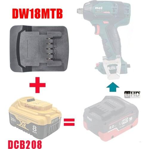Dawupine DW18MTB Adapter Converter Can use Dewalt 18V Li-ion Battery on Metabo 18V Lithium Tool