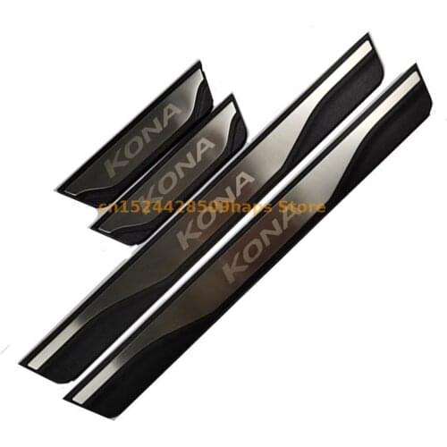 Auto door sill plate trim scuff plate for hyundai kona 2019 2020, auto accessories,4pcs/set