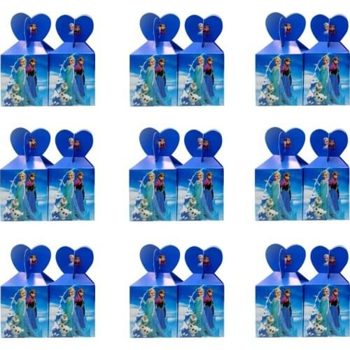 Disney Frozen Elsa Anna Princess Paper Candy Box Birthday Kids Gift Box Supplies Wedding Party Decoration Baby Shower Gift Boxes