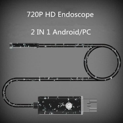 Android/PC 720P HD Endoscope Mini Camera Waterproof Snake Borescope USB Inspection Camera With 6 LED 1m 2m 7MM Lens 2 IN 1 Tube