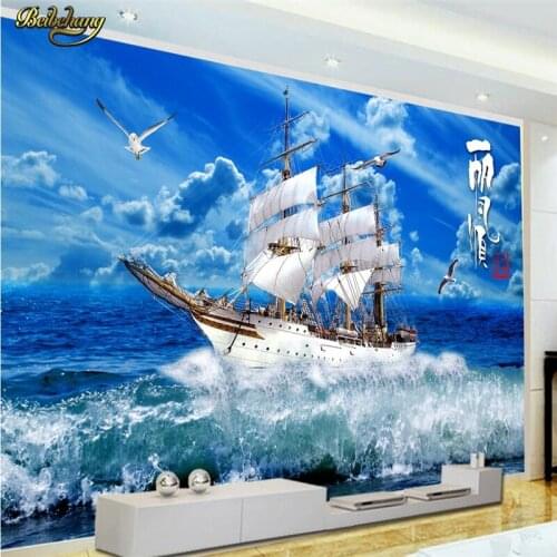 Beibehang papel de parede,Custom photo wallpaper wall murals wall stickers new waves surging windsurfing TV backdrop decorative