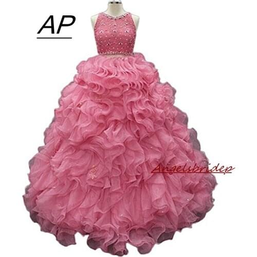 Hot Sale Two Pieces Quinceanera Dress 2021 Ball Gown Organza Ruffles Sweet 16 Special Occasion Party Off-Shoulder Debutante Gown