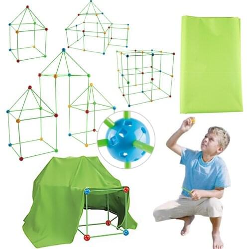 Technical Fort Building Blocks Kit Construction Set DIY Fortress Tunnels Tents Bricks 3D Play House Assemble Toys for Kids Gift