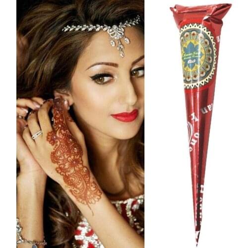 Red Henna Tattoo Paste Natural Henna Cones Indian For Temporary Tattoo Sticker Body Paint Art Cream Cone