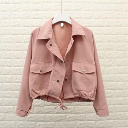 2021 Spring Autumn New Women Jacket Loose Pocket Casual Cropped Tops Solid Jacket Coat fashion Female Outerwear ladie HOT Y328