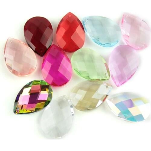100 units 50mm Chandelier Glass AB Color Almond Shape Crystals Lighting Prisms Parts Hanging Pendants K9 Drop For Strands