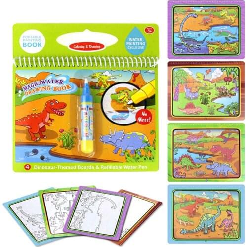 Reusable Magic Water Drawing Book Coloring Book Doodle Pen Cartoon Painting Toys Drawing Board For Kids Education Birthday Gift