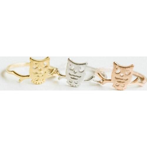 Fashion An owl standing on a branch ring lovely Cute catoon animal ring woman or men ring wholesale