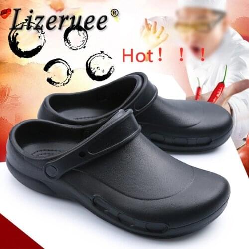 YEINSHAARS Men EVA Sandals Mens Chef Kitchen Working Shoes Super Anti-slip Anti-oil Summer Breathable Hotel Cook Work Slippers