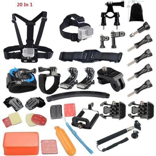 For Gopro Accessories Set Helmet Harness Chest Belt Head Mount Strap Monopod for Go pro Hero 6 5 4 3 3+ 2 xiaomi yi SJCAM SJ4000