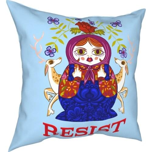 Resist Throw Pillow Cover Polyester Decorative Pillow Russia Matryoshka Doll Fashion Cushion Covers