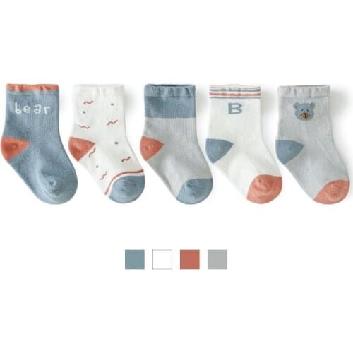 5 pairs Newborn Kid Baby Boys Girls Socks Cute Sweet Cotton Print Stretch Sock Lovely Infant Children Accessories