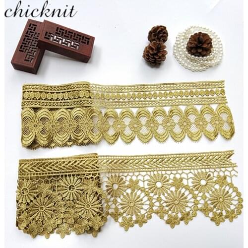 CHICKNIT 2018 new Beautiful guipure Golden lace trim for sewing Window curtains Lace excipient