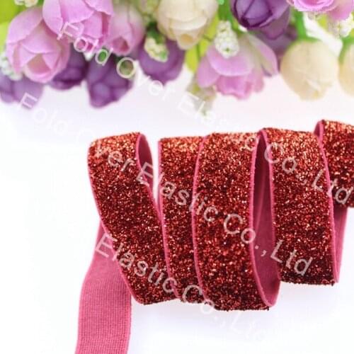 New come!! 5/8" Glitter elastic velvet ribbon, #B-5 color, 150 yards per lot