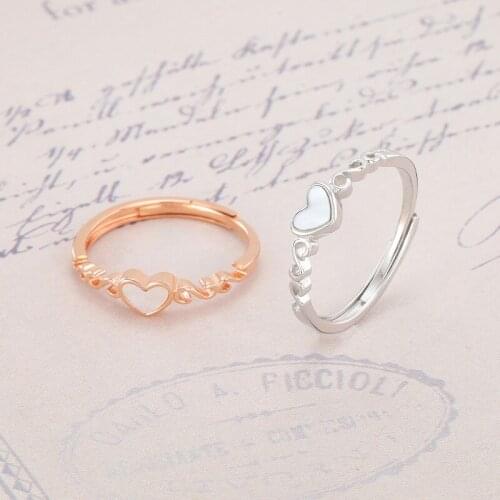New Romantic Simple Heart-shaped 925 Sterling Silver Ring Fashion Cute For Female Wedding Engagement Trendy Party Jewelry Gift