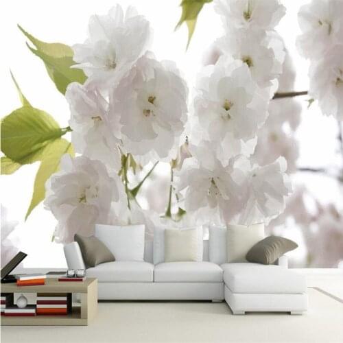 Beibehang Living Room HD White Peony Flowers Wallpaper Badroom Modern Background Large Painting Home Decor papel de parede