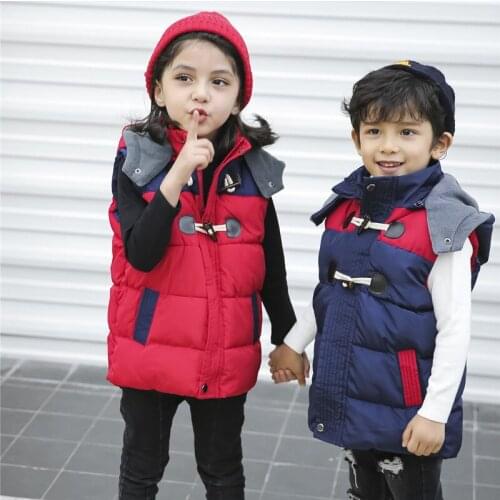 2020 Autumn Winter Children Vests Hooded Coats Plus velvet thickening for Boys & Girls Unisex Warm Kids jacket Clothes 3-8Year