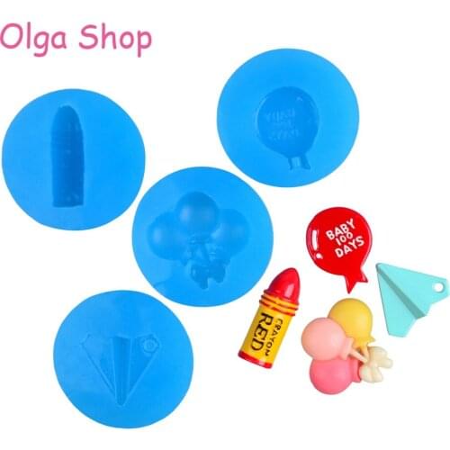 PYL183,PYL219,PYL392,PYL553 Red Crayon Balloons Paper Airplane Silicone Mold Baby Shower Jewelry Scrapbooking Resin Icing Molds