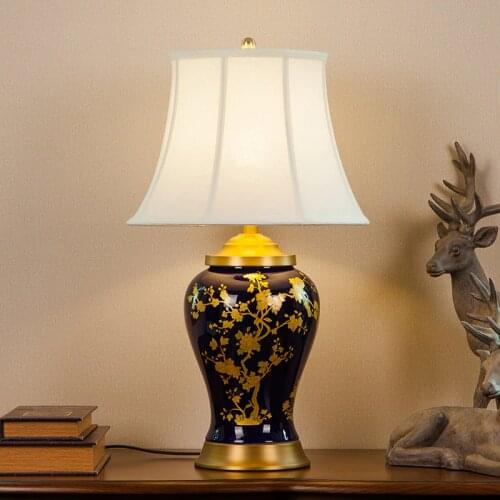 Retro Luxurious Description Of Gold Ceramic Copper Table Lamp Ornaments