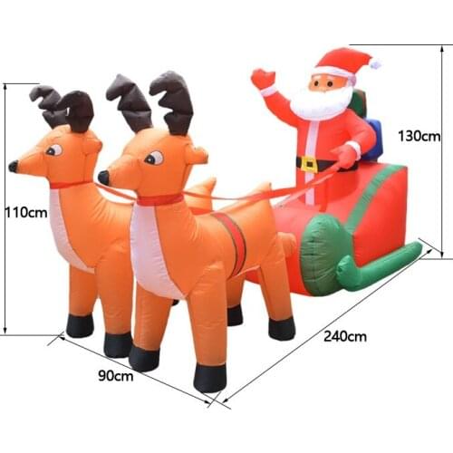 Christmas Santa Elk Deers Sleigh Inflatable Mascot Doll Party Holiday DIY Props Xmas New Year Store Lantern Yard Art Decor