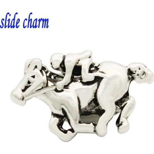 Slide charm Free shipping Valentines Day gift for children and athletes racing charm beads fit Pandora charm bracelets