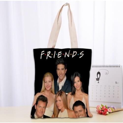 Custom Friends TV Tote Bag Foldable Shopping Bag Reusable Eco Large Unisex Canvas Fabric Shoulder Bags Tote Grocery Cloth Pouch