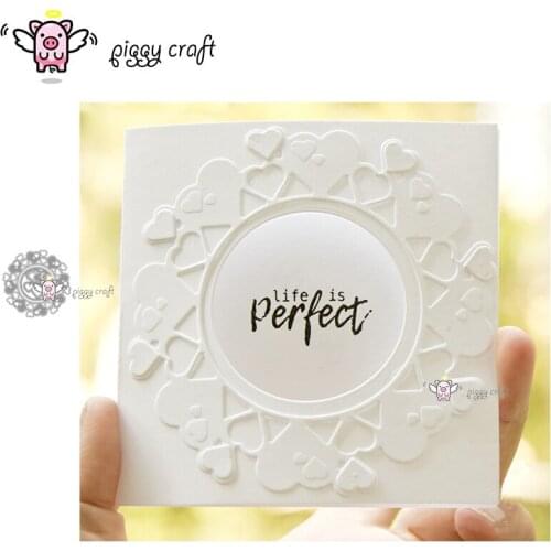 Piggy Craft metal cutting dies cut die mold 2Pcs Heart circle frame Scrapbook paper craft knife mould blade punch stencils dies