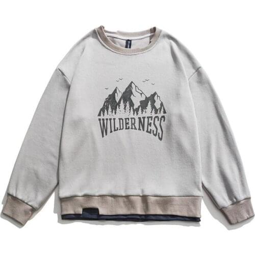 Mountain printed sweatershirts mes autumn harajuku streetwear casual cotton pullovers oversized long sleeve outwear