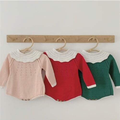 Newborn Baby Girls Long Sleeve Knitting Jumpsuit Spring Autumn Toddler Baby Girl Knitting Romper Korean Style Baby Girls Clothes