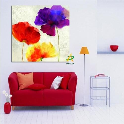 YWDECOR Big size Colorful Flowers Watercolor HD Print Modern Canvas Painting Poster Wall Art Picture Living Room Sofa Home Decor