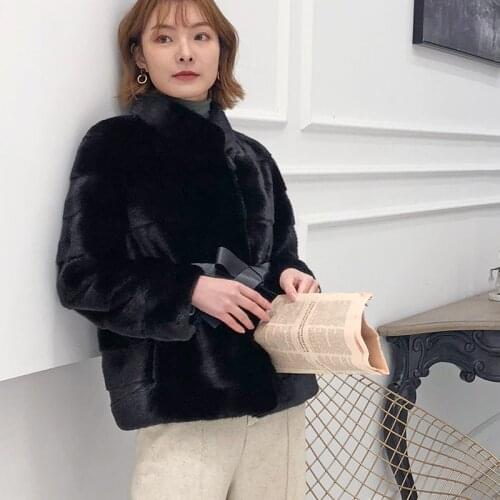 Women 100% Real Rabbit Fur Coat Thick Warm Pure Classical Drop Shipping Natural Fur Jacket Mandarin Collar Overcoat wsr817