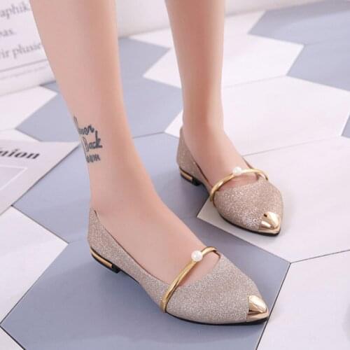 VTOTA Ladies Slip On Flat Casual Shoes Woman Comfortable Pointed Toe Flats Spring Women Shoes Fashion Gold Sliver Single Shoes
