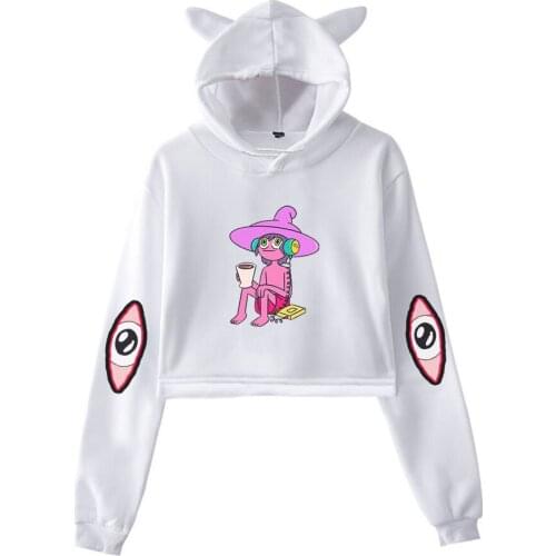 The Midnight Gospel Pullover Cat Ear Cropped Hoodies Long Sleeve Sweatshirts Crop Top Womens Hoodie Hip hop Clothes