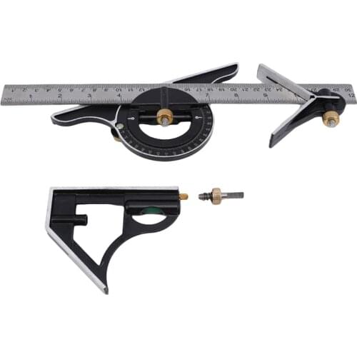 Multifunctional Stainless Steel Ruler 300MM Adjustable Sliding Combination Angle Ruler Protractor Level Measuring Tool