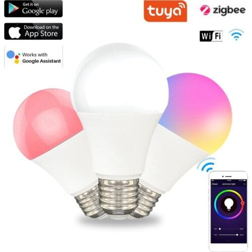 3pcs 9W Tuya Zigbee LED Lamp Bulb Home Light Bulbs E27 RGB Works With Smart Life APP Voice Control With Alexa Google For Home