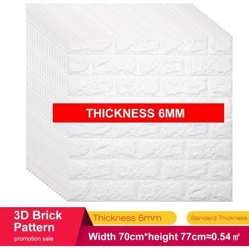 Thickness 6mm 3D Brick Wall Stickers Foam Bedroom Decor Waterproof Self-adhesive Wallpaper For Living Room Decoration Sticker