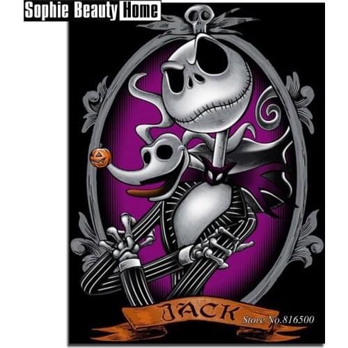 Needlework Diy 5D Diamond Painting Cross Stitch Cartoon Skull Jack Diamond Embroidery Pattern Full Drill Mosaic Home Decor188056