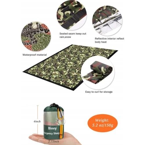 Emergency Sleeping Bag - Lightweight Survival Sleeping Bag for Outdoor Adventure, Camping, Hiking Bivy Sack with Drawstring Bag