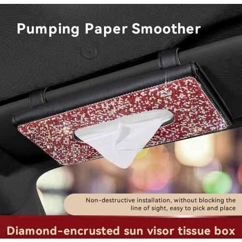 Car Portable Tissue Boxes Sun Visor Seat Back Sunroof Creative Bright Diamond Tissue Boxes Car Interior Accessories
