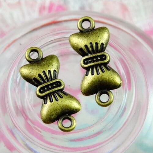 100 pcs 8*19MM Antique Bronze Plated Zinc Alloy Bowknot Connect Charms Diy Jewelry Findings Accessories