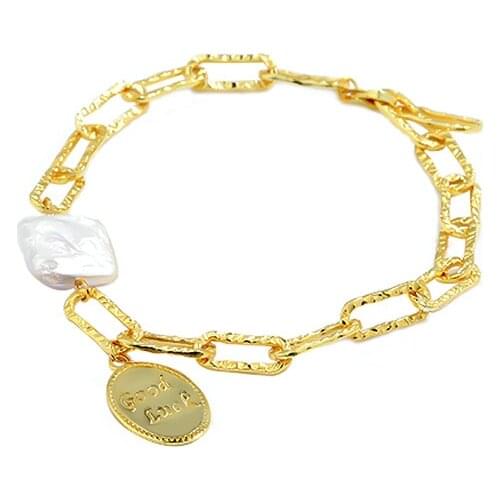 S925 sterling silver Baroque Pearl Bracelet Womens European and American Retro Coins Adjustable Bangles Jewelry Friends Gift