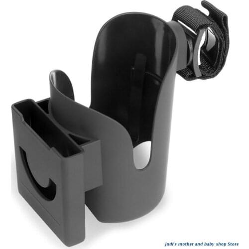 67JC 2 in 1 Stroller Cup Holder + Phone Holder Universal Cup Holder Rack for Pushchair Wheelchair